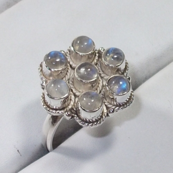 Authentic silver round stone handmade ring